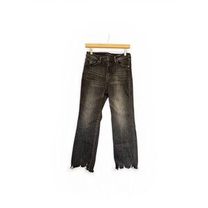 RISEN Los Angeles Jeans Womens 28/7 Black Distressed Mid Rise Raw Hem RDP1278